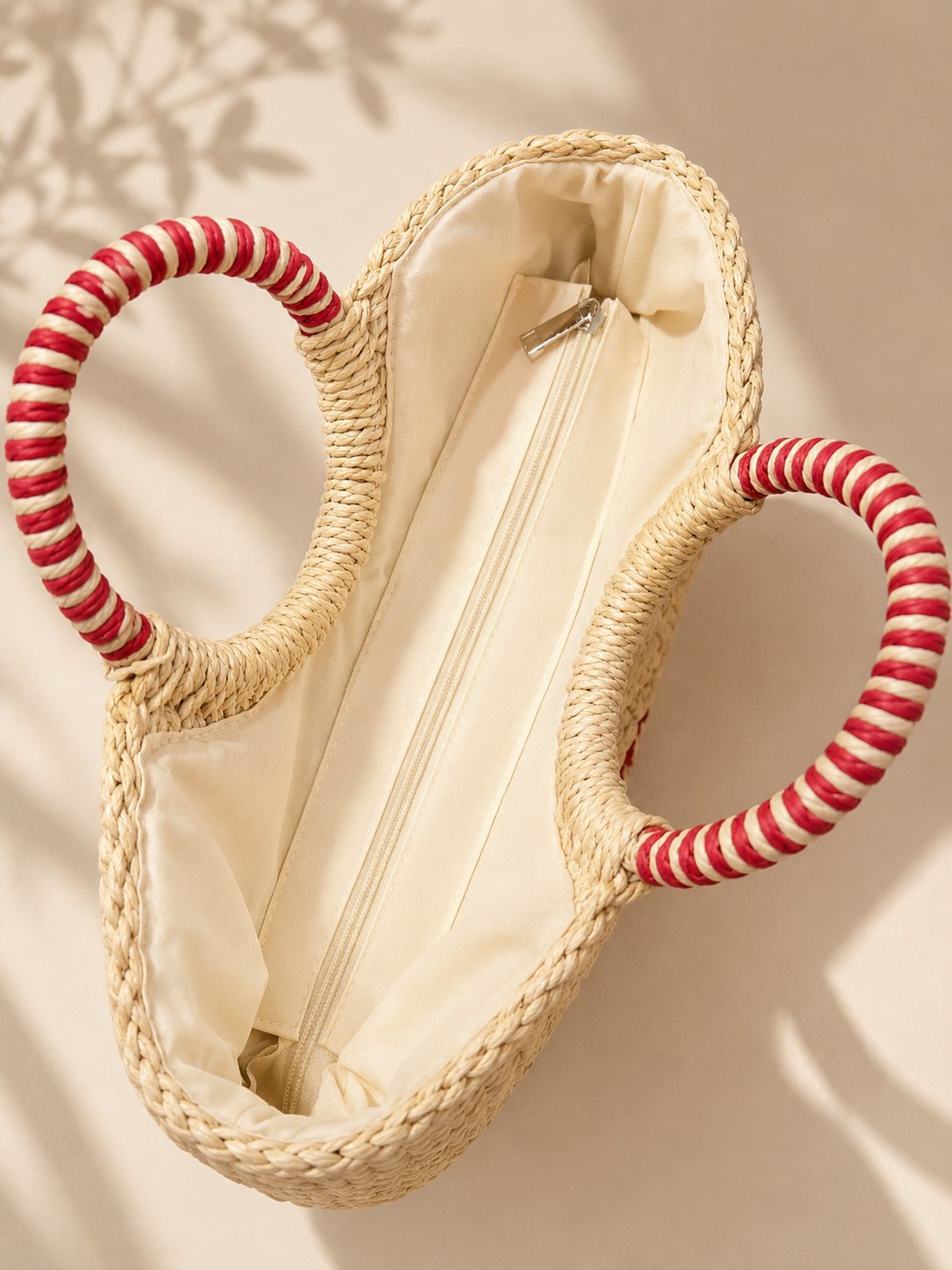 Bolso de rafia con bordado de sandías