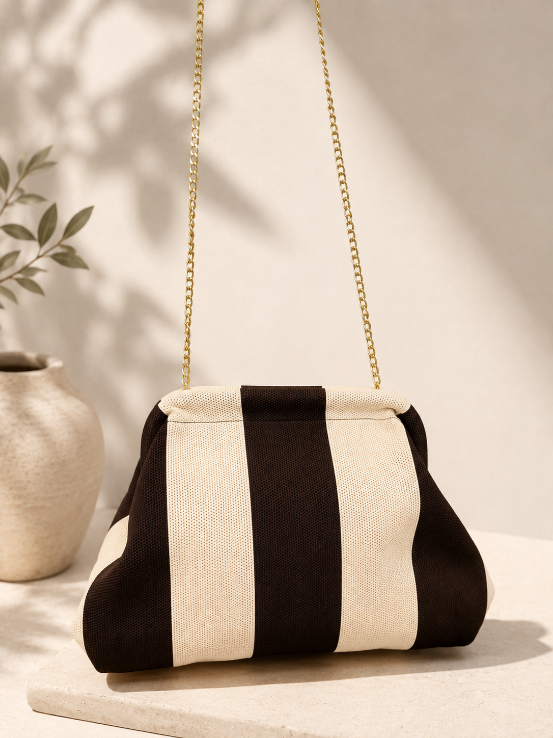 Bolso de rayas Marrón