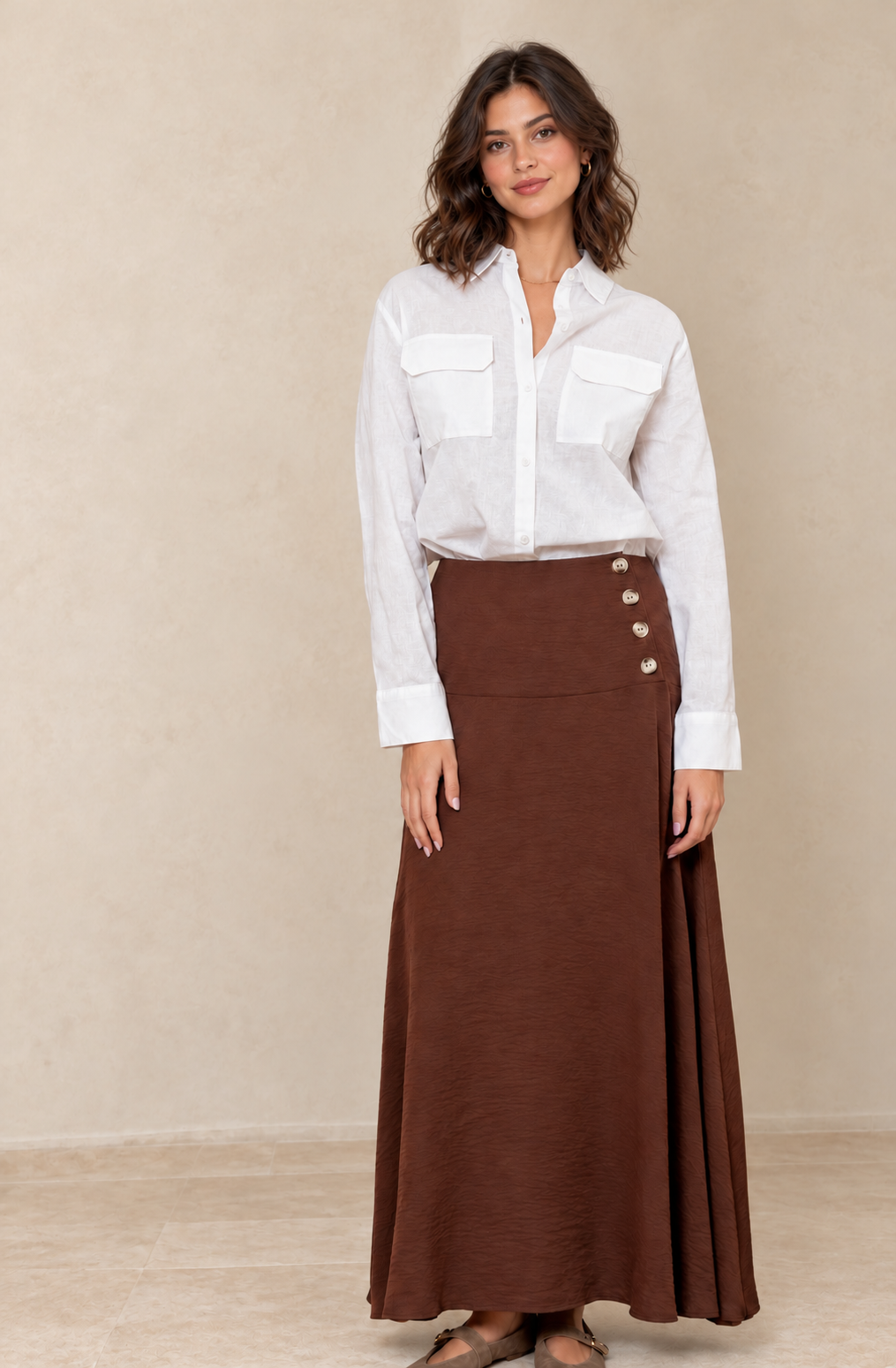 FALDA LARGA BOTONES