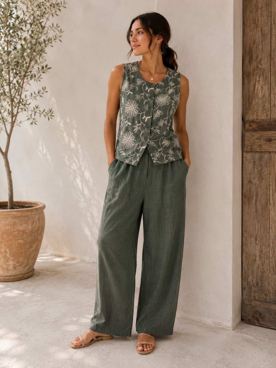 CONJUNTO BORDADO VERDE