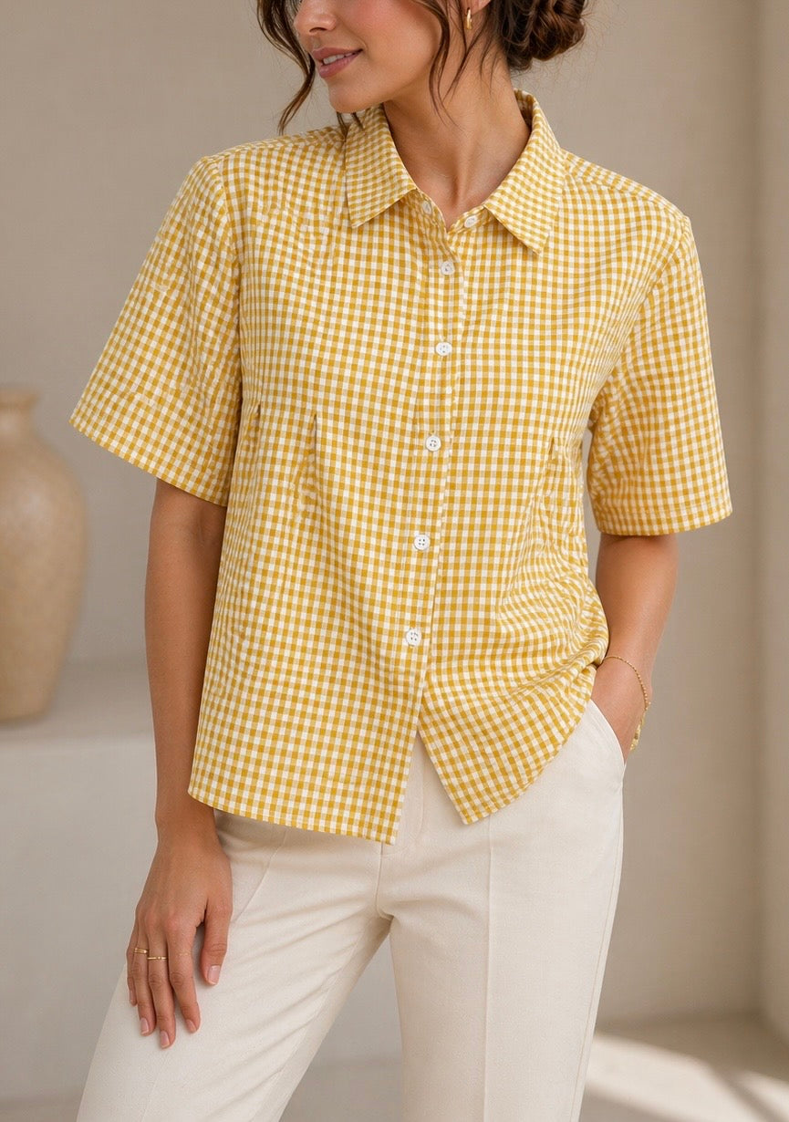 BLUSA AMARILLA CUADROS