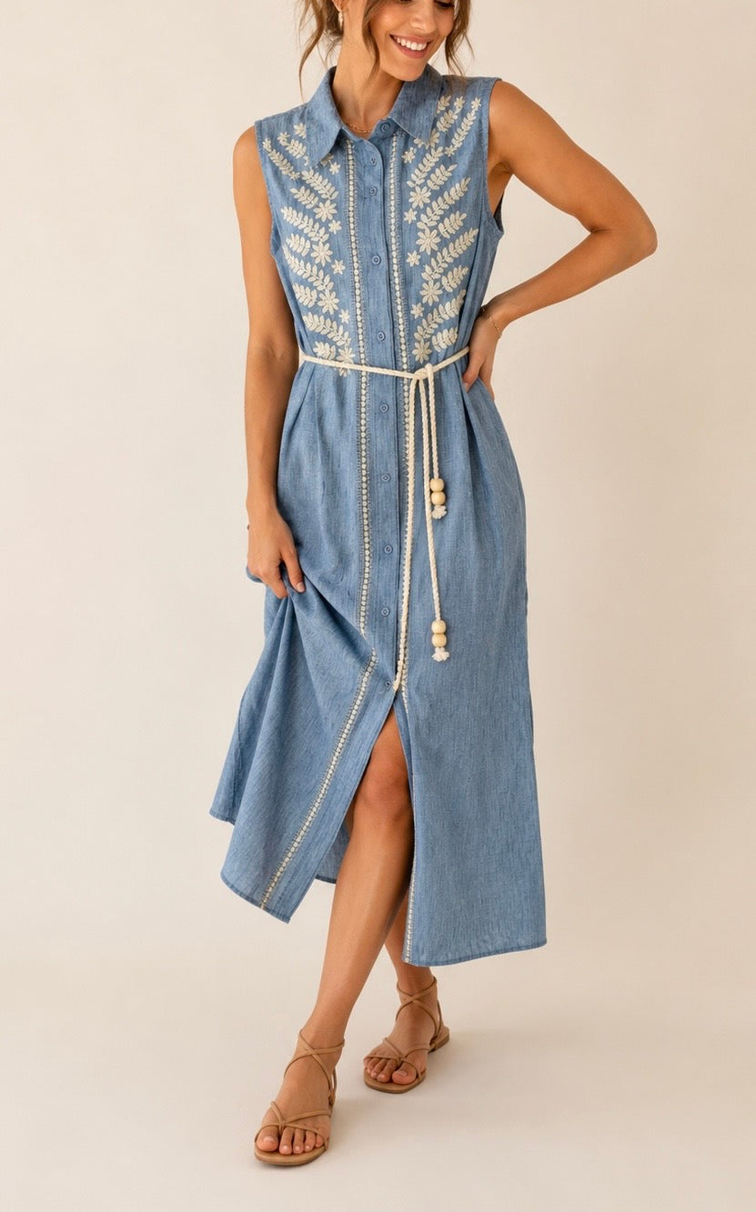 VESTIDO BORDADO AZUL
