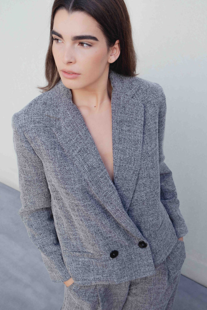Blazer estructura cruzada croped
