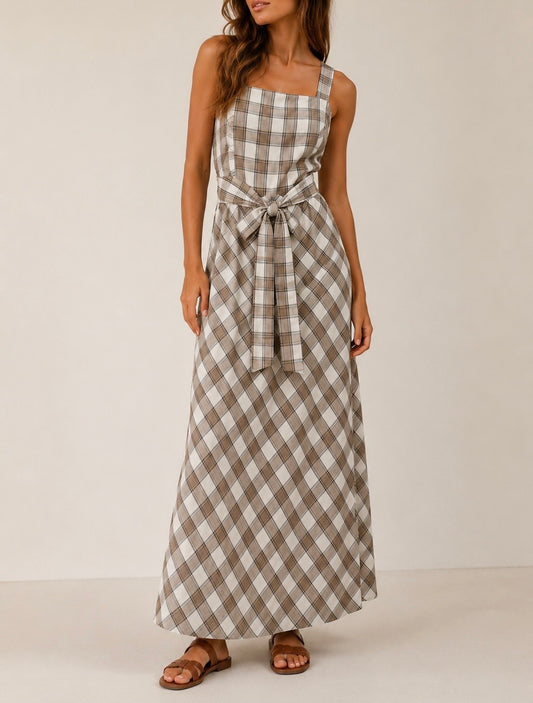 Vestido estampado de cuadros
