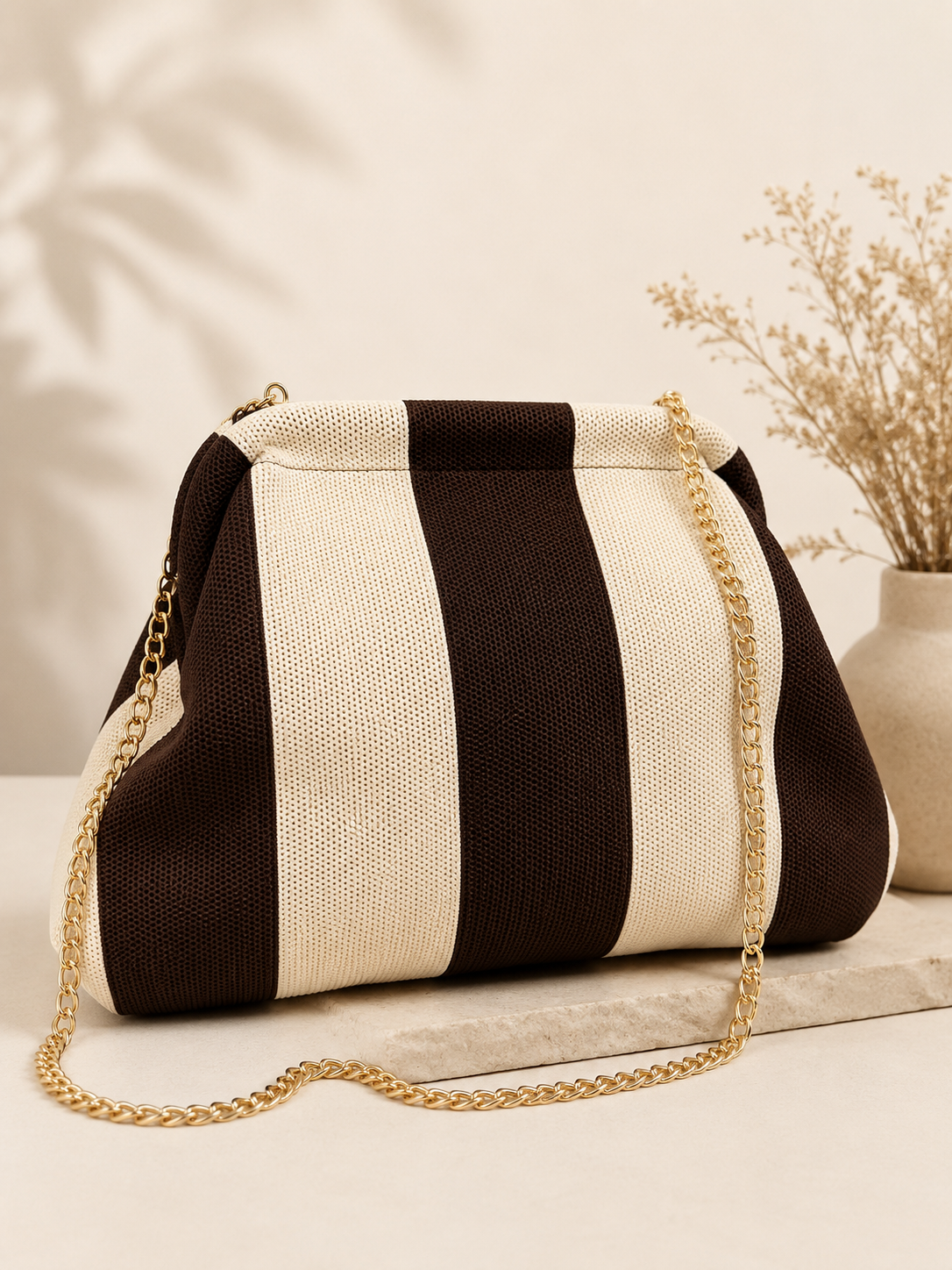 Bolso de rayas Marrón