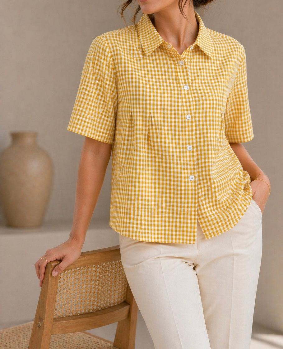 BLUSA AMARILLA CUADROS