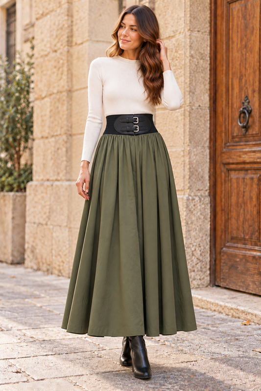 FALDA MIDI CON CINTURÓN