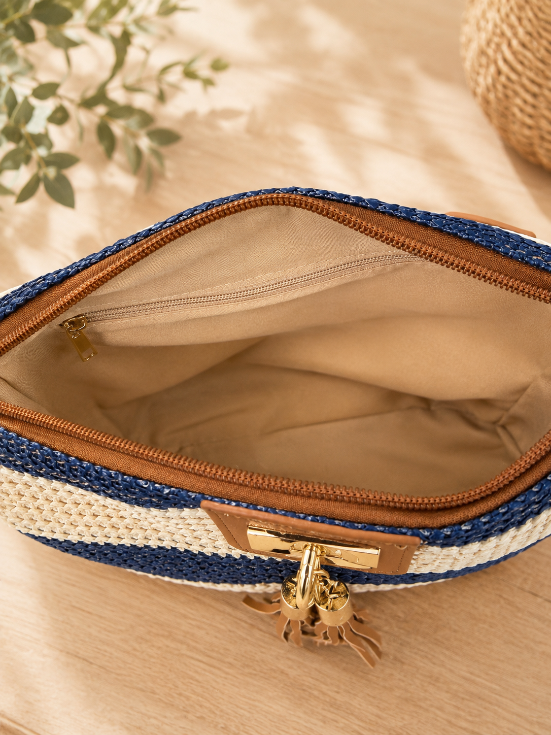 BOLSO BANDOLERA RAFIA AZUL