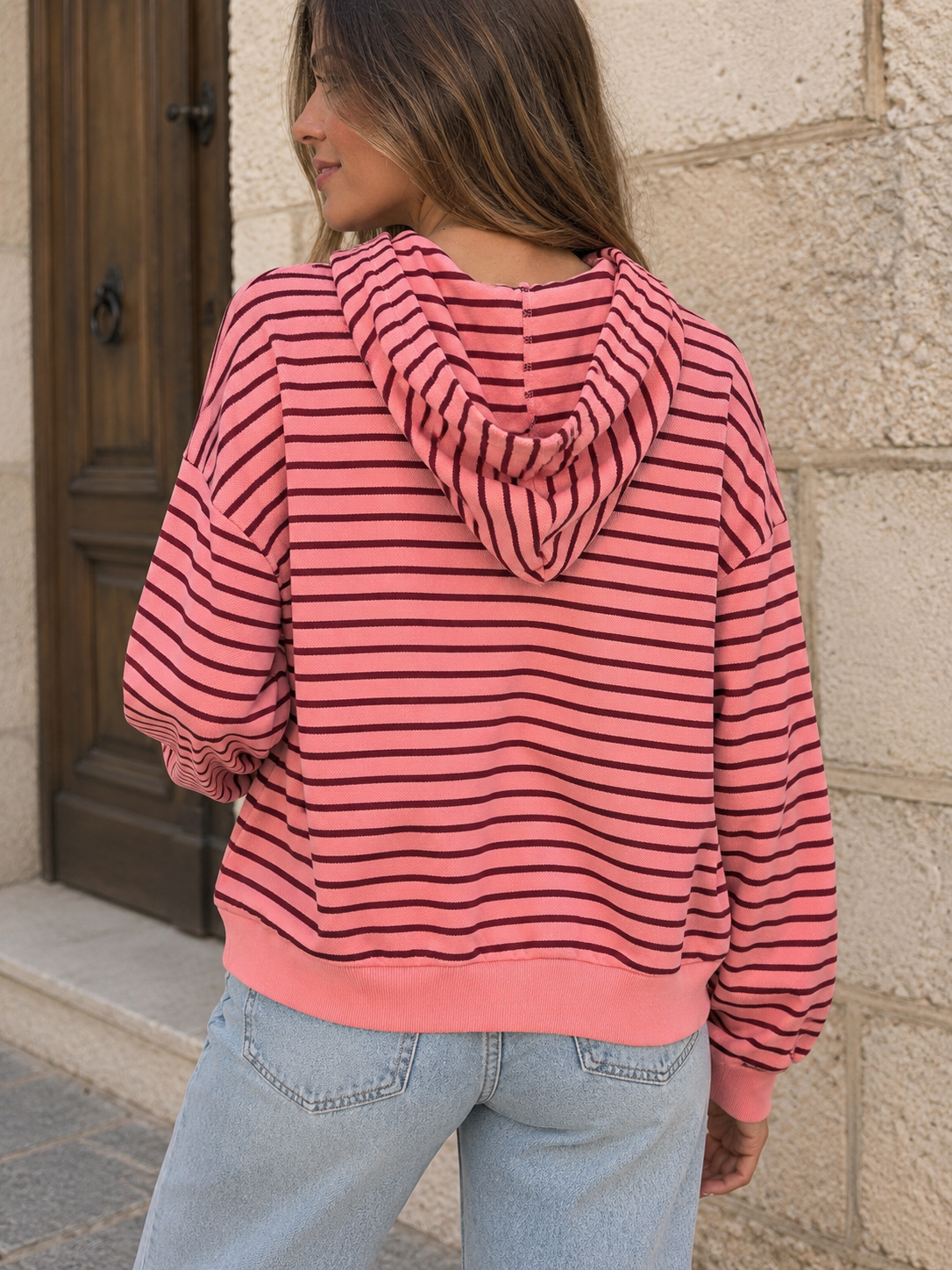 CHAQUETA OVERSIZE CREMALLERA RAYAS