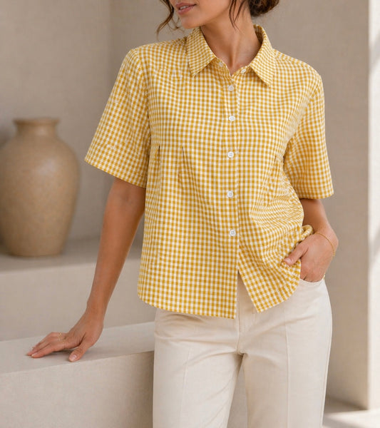 BLUSA AMARILLA CUADROS