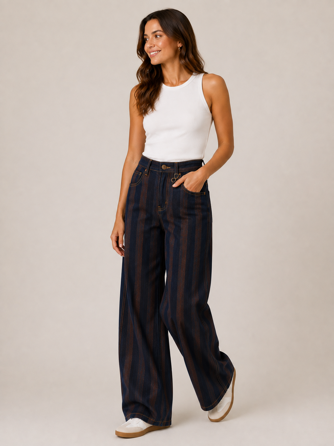 JEANS WIDE LEG CON RAYAS