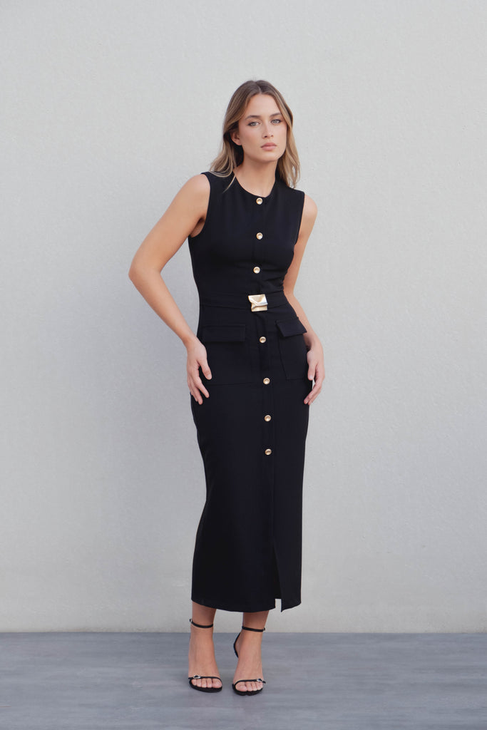 VESTIDO MIDI CINTURÓN.