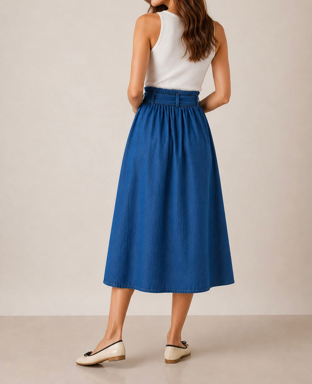 FALDA MIDI AZUL MARINO
