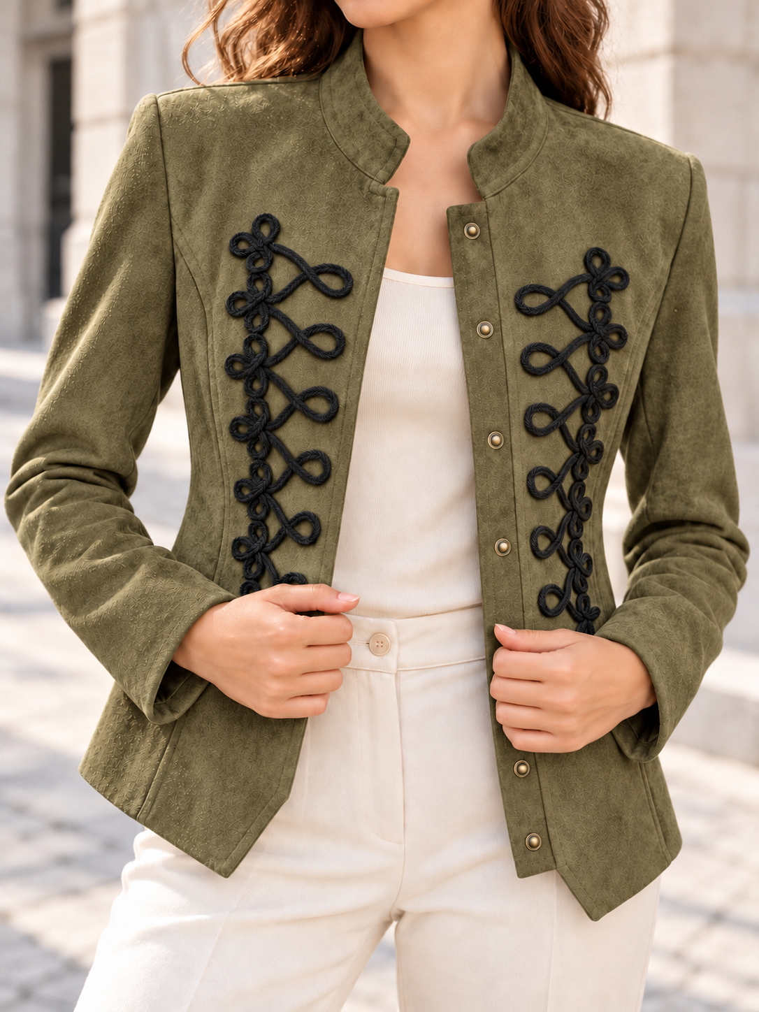 CHAQUETA ORIENTAL  TIPO ANTE VERDE