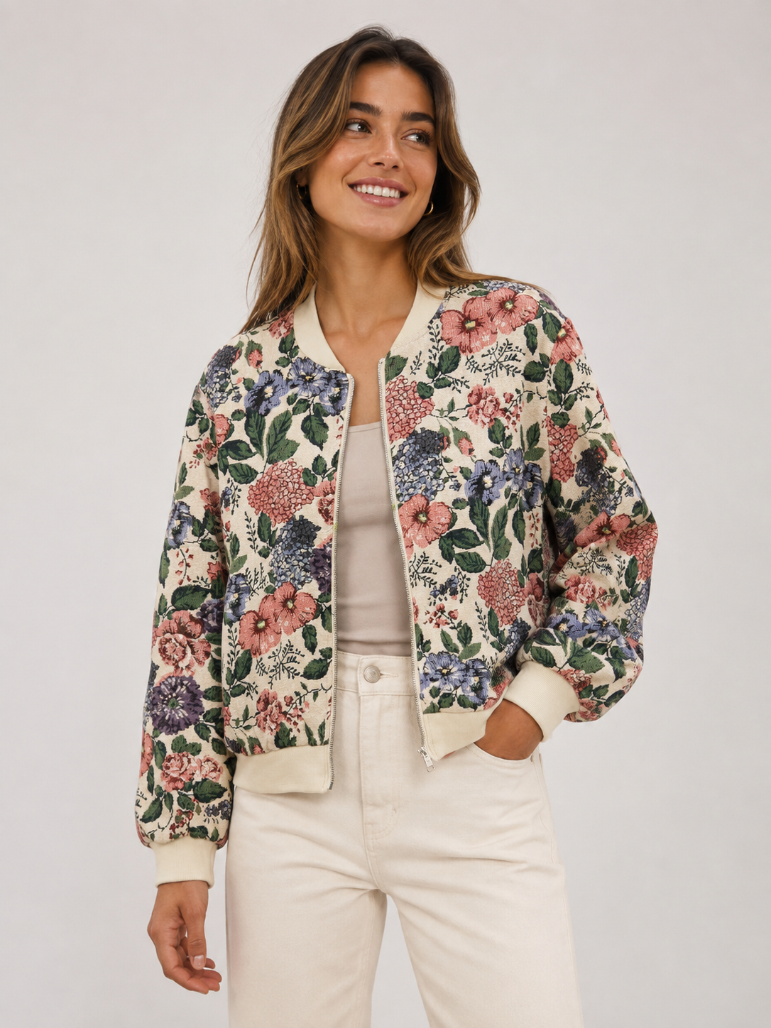 Bomber bordada de flores