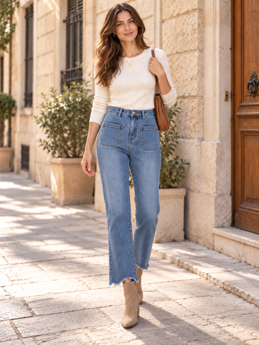JEANS RECTOS CON BOLSILLOS DELANTE