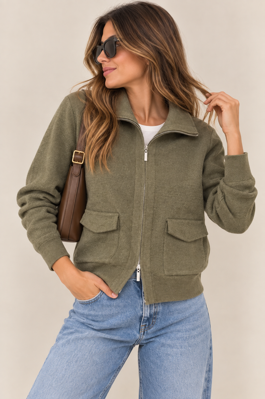 CHAQUETA DE PUNTO CON CREMALLERA