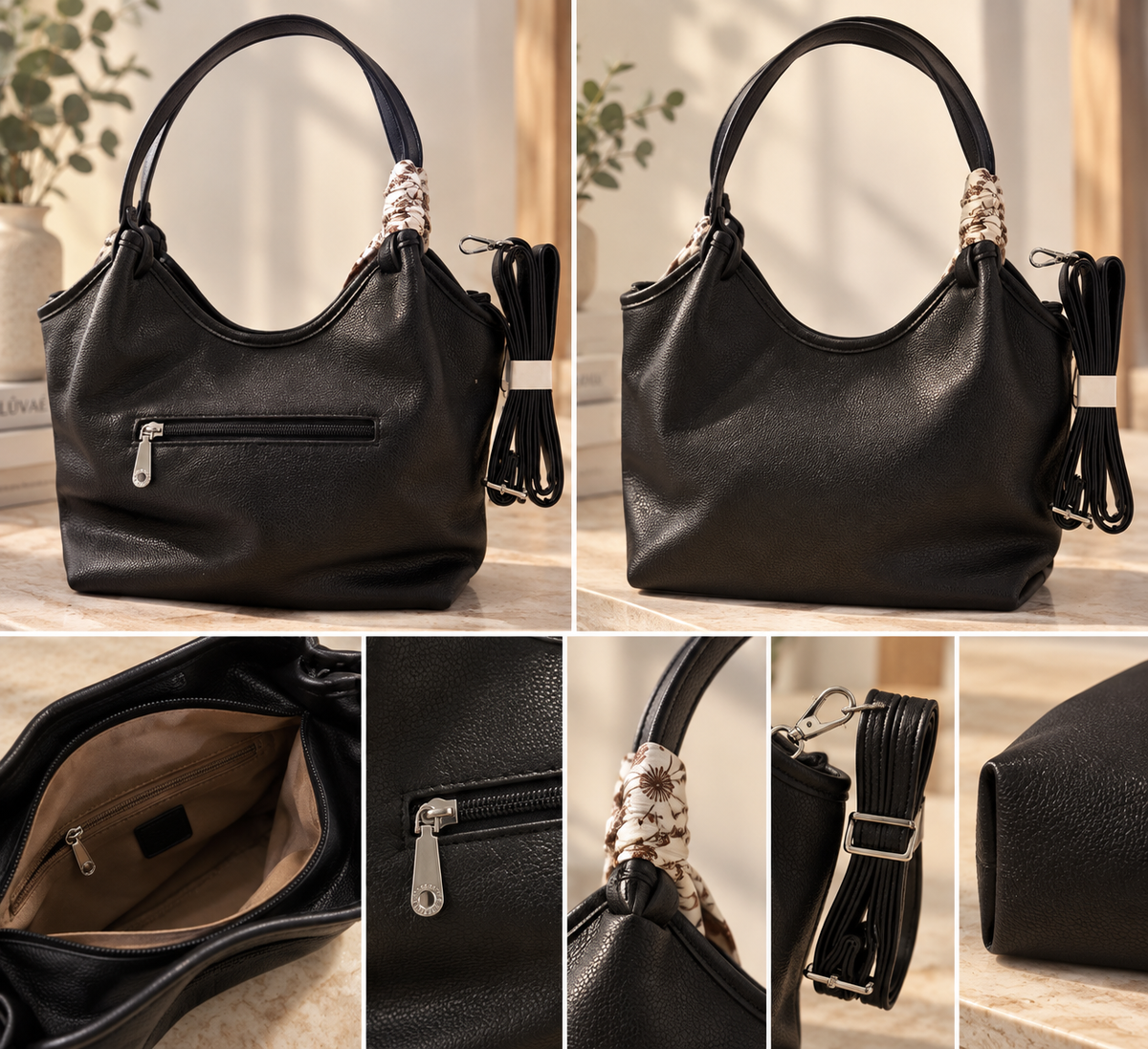 BOLSO NEGRO CON PAÑUELO