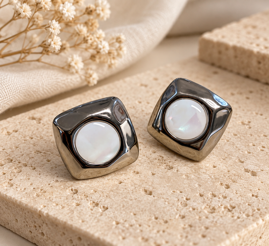 PENDIENTES DE ACERO PLATEADOS
