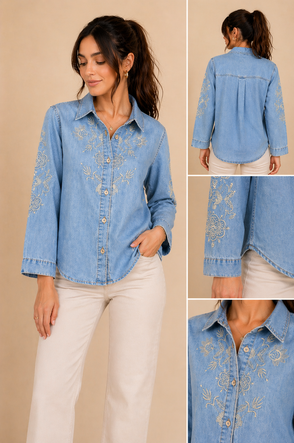 CAMISA VAQUERA CON BORDADO
