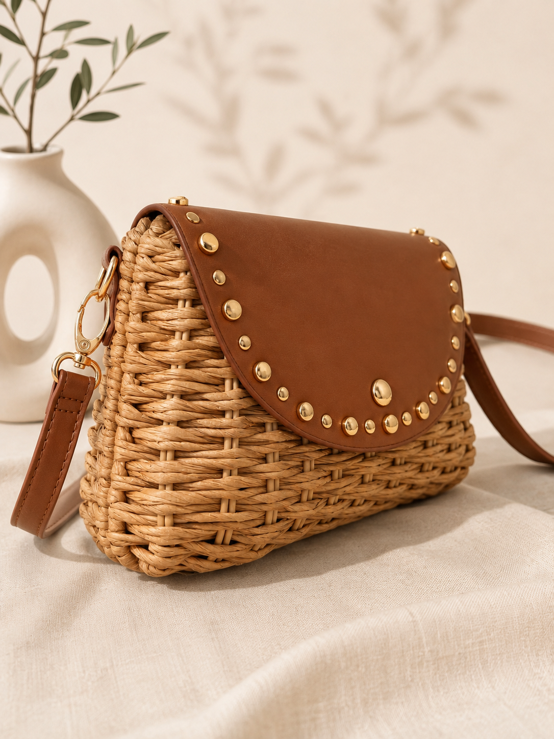 BOLSO RAFIA CON TACHAS