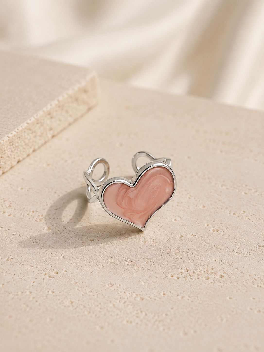 Anillo corazón plateado