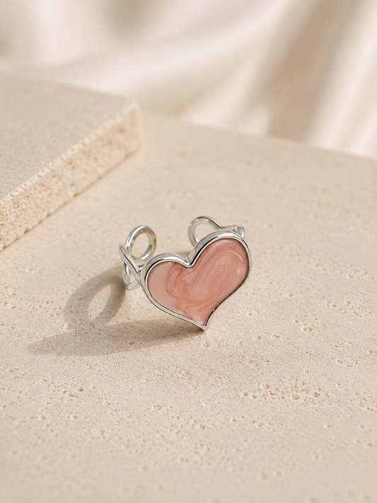 Anillo corazón plateado