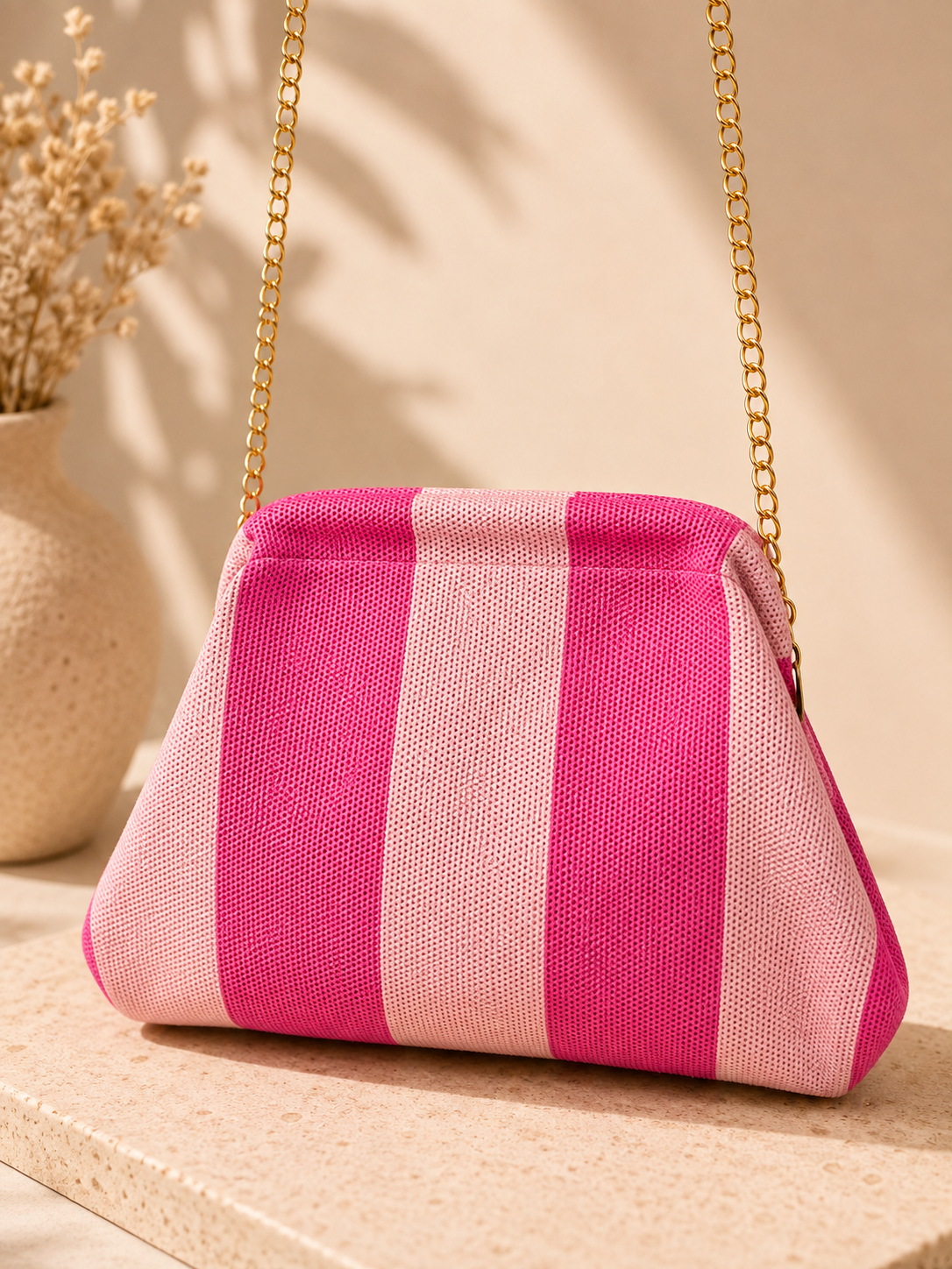 Bolso de rayas Rosa